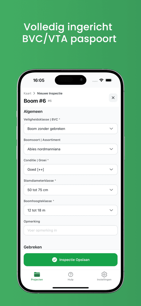 TreeInspect app - boominventarisatie overzicht met boombestand